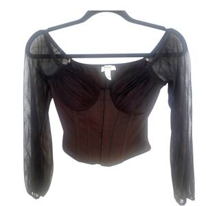 Privy Top Blouse Black Corset Style Witchy Grunge Whimsigoth Dark Fairy Small